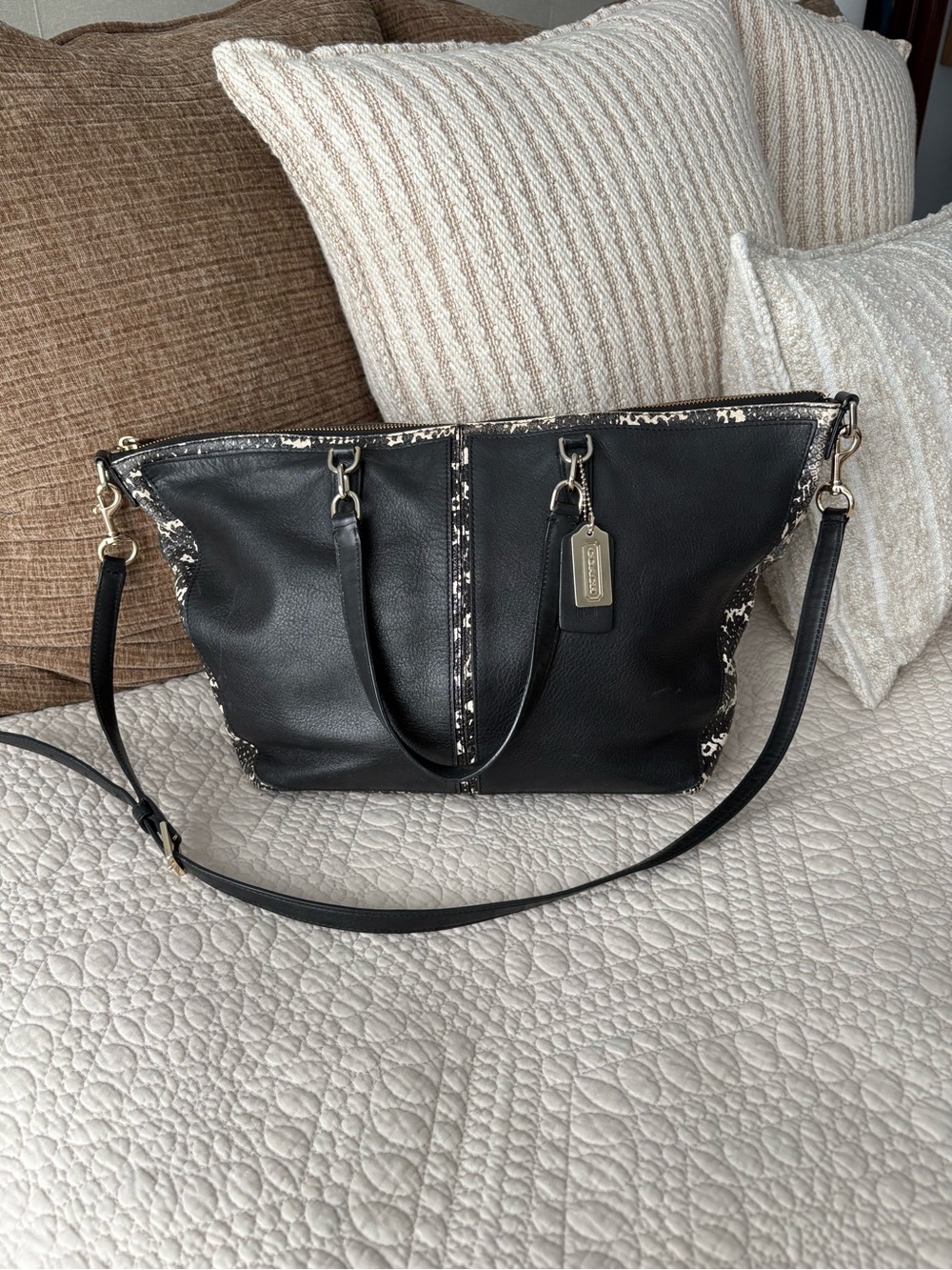 Coach 27984 Bleecker Copper Black and Python Embossed Satchel